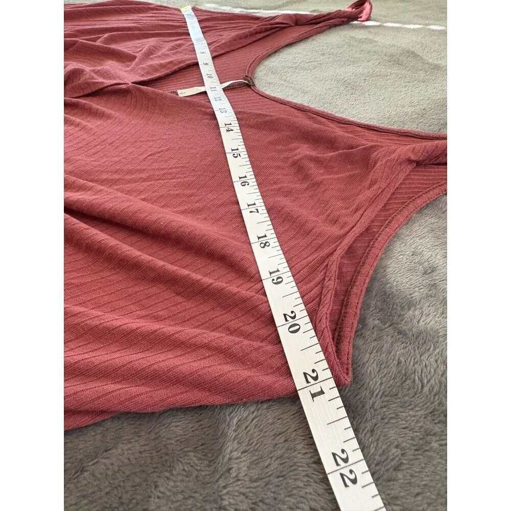 Free People Women's Bulls Eye Tank Top S Pink Draped Deep V-Neck Cowl Bohemian